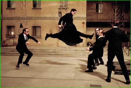 Neo fights The Smiths - Agent Smith has learned to clone himself